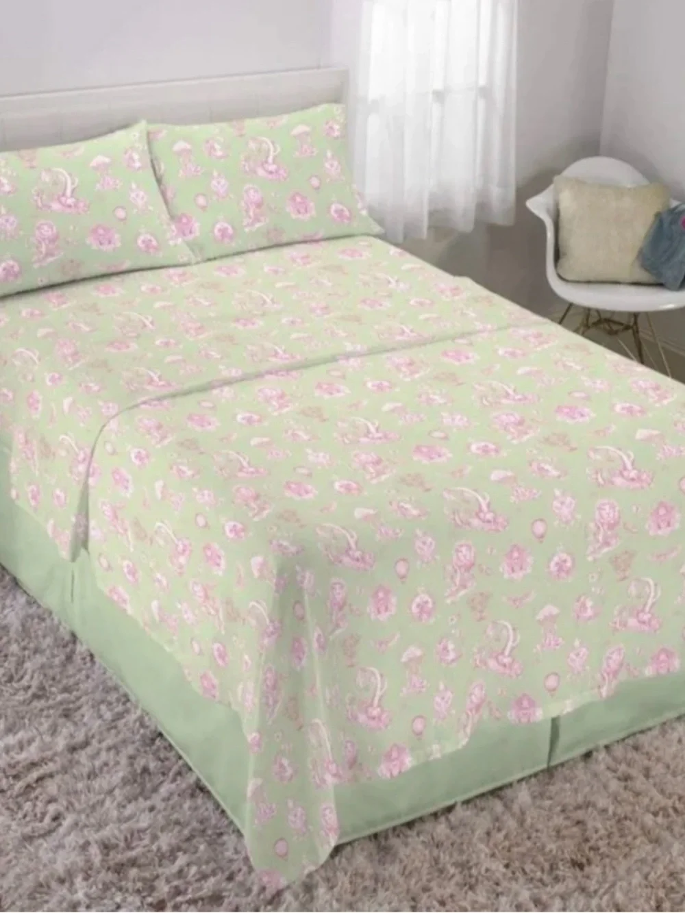 Wicked Katie Kime Pink Gingham Ruffled Comforter and Sheet Set - FULL